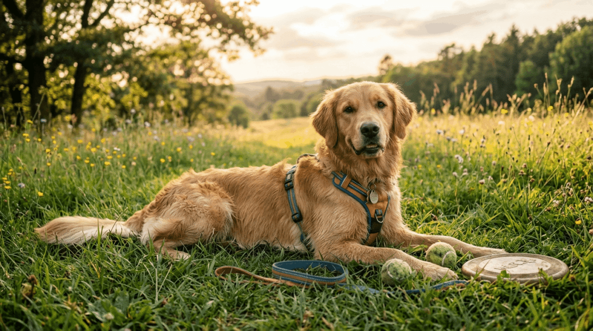 High energy dog breed resting calmly in relaxed state
