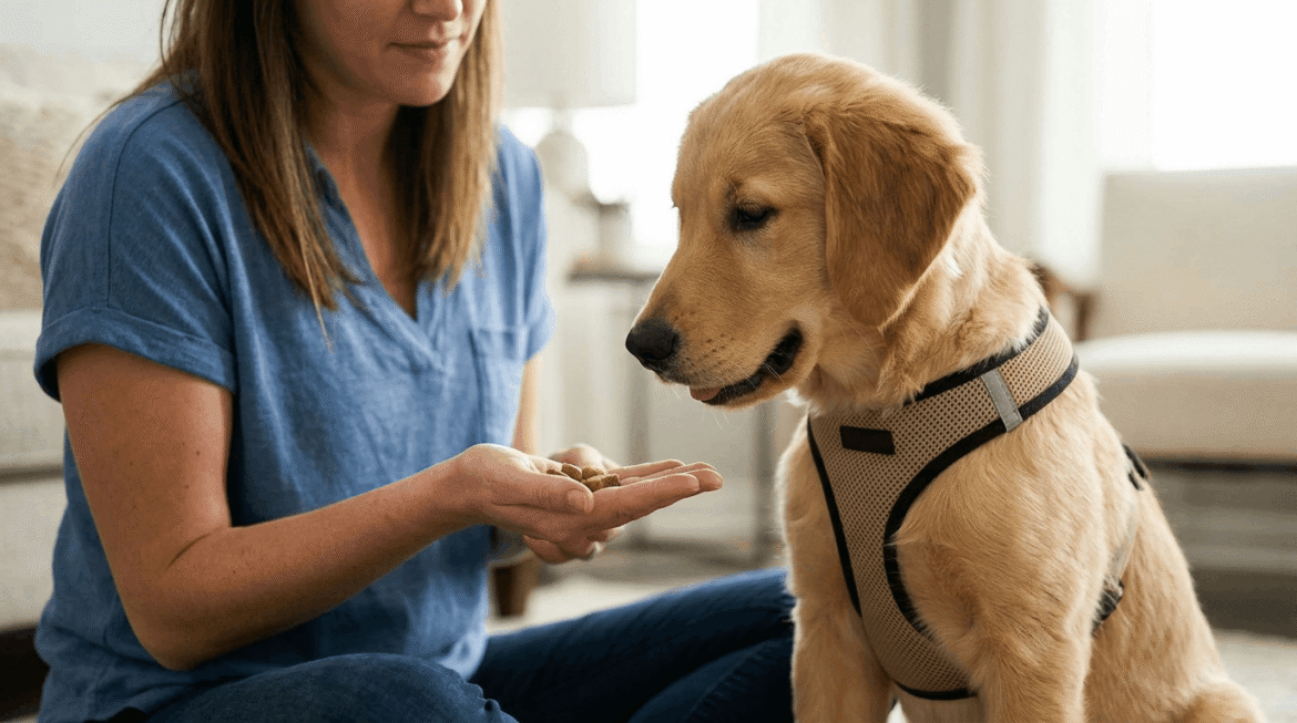 Leash training showing proper dog walking techniques and training methods.