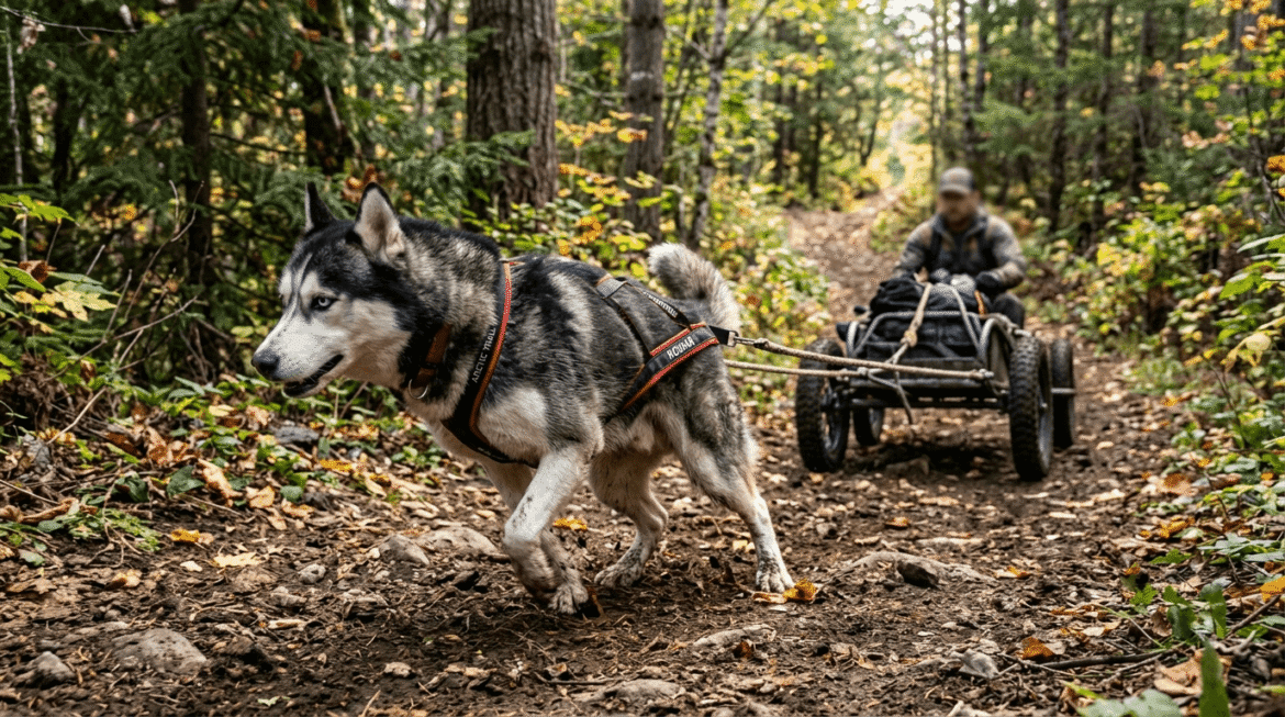 Strong dog that pulls on leash showing powerful pulling behavior